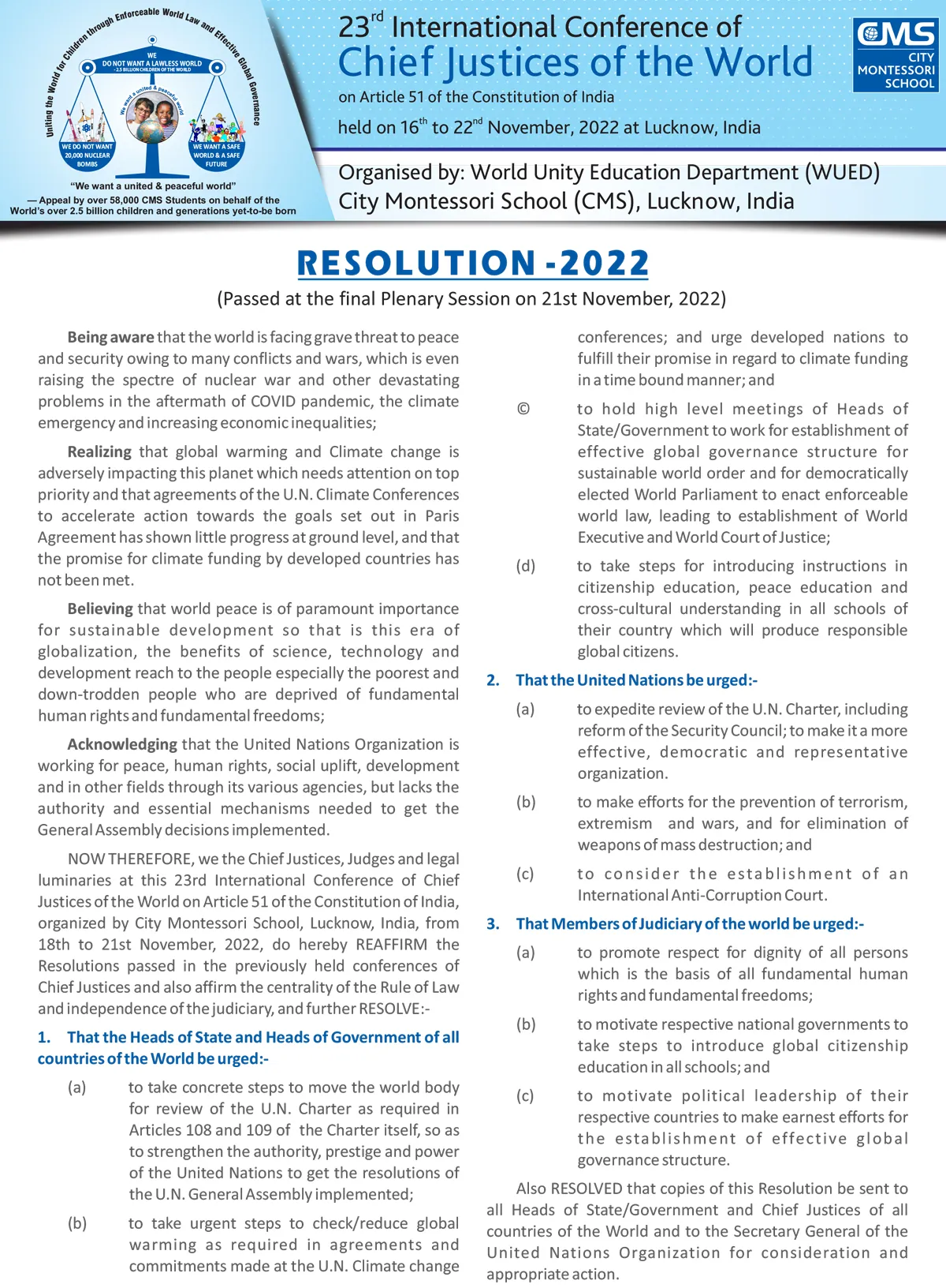 ICCJW Resolutions