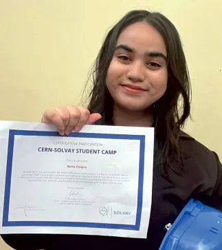 Aarna Chopra, a Class XII student of CMS Mahanagar Campus completed her internship at the European Organization for Nuclear Research (CERN)